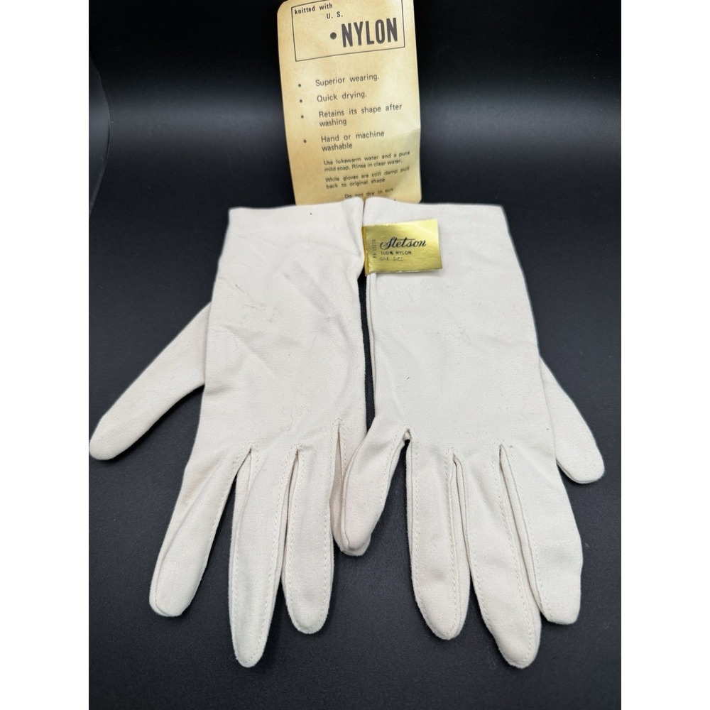 Vintage Stetson‎ Nylon Gloves - New Old Stock - Cream Color One Size